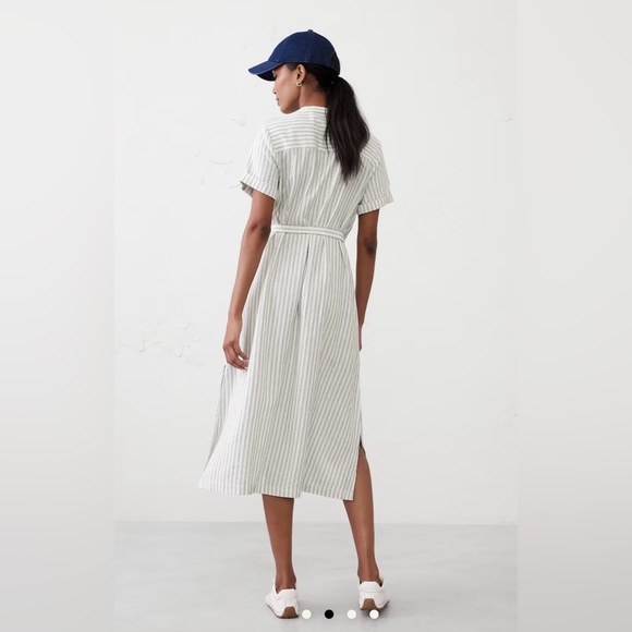 Linen blend utility shift mid dress. Size small. Light blue. - Picture 2 of 3